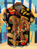 Bigfoot Holds Pizza Fastfood Breathable Wicking Hawaiian Shirt