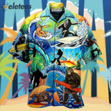Bigfoot Loves Cool Surfing Hawaiian Shirt