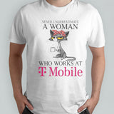 Black Cat Never Underestimate A Woman Who Works At T-MOBILE Shirt