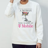 Black Cat Never Underestimate A Woman Who Works At T-MOBILE Shirt