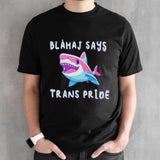Blahaj says trans pride shirt