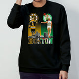 Bobby Orr Boston Bruins and Larry Bird Boston skyline Sports Team signatures shirt