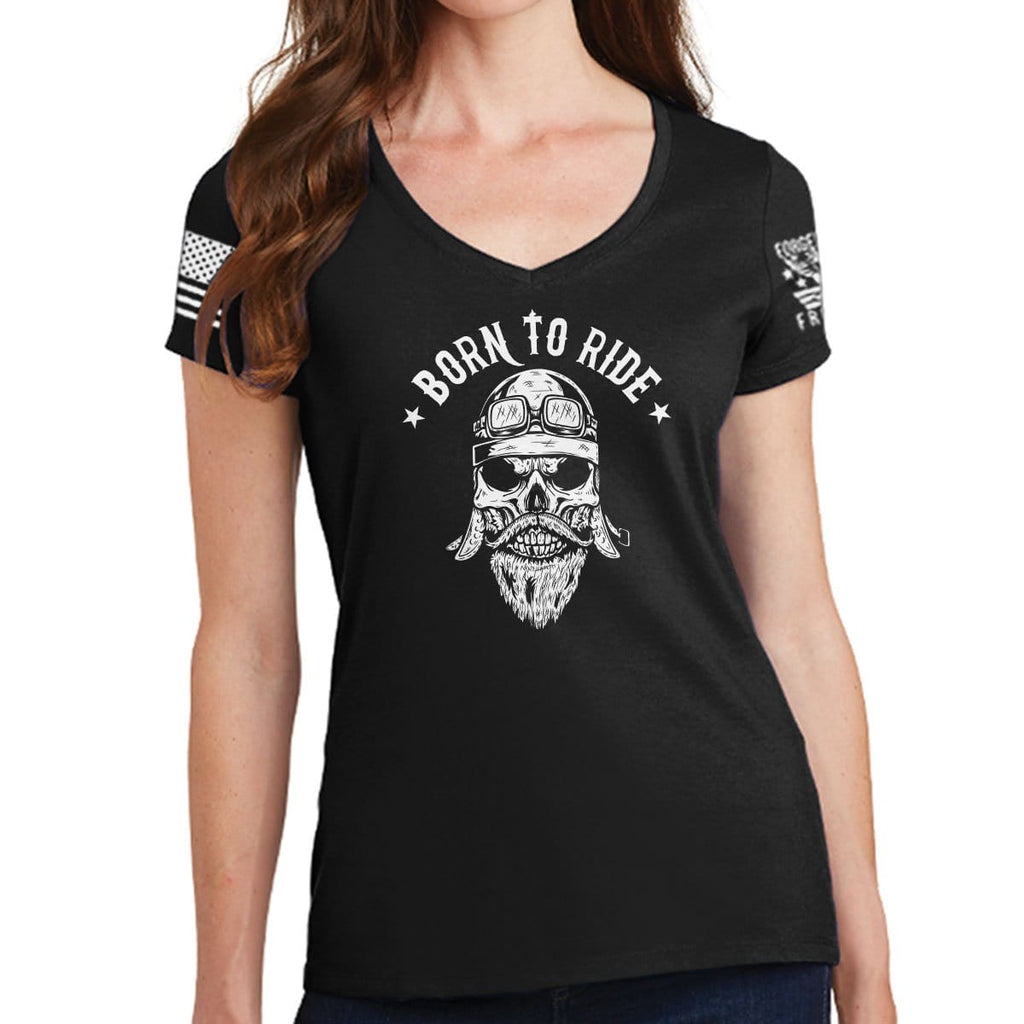 Ladies Born to Ride V-Neck T-shirt Style001