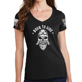 Ladies Born to Ride V-Neck T-shirt Style001
