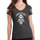 Ladies Born to Ride V-Neck T-shirt Style001