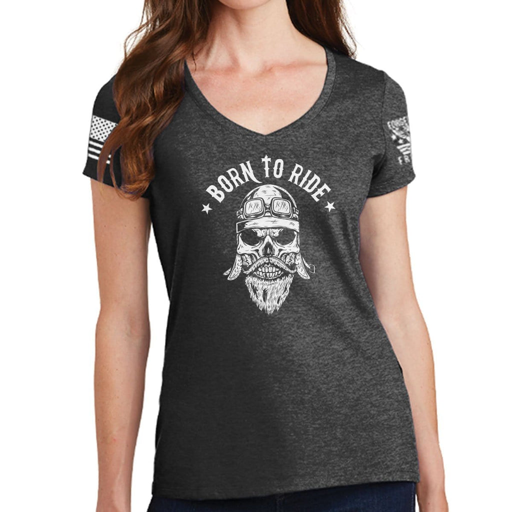 Ladies Born to Ride V-Neck T-shirt Style001