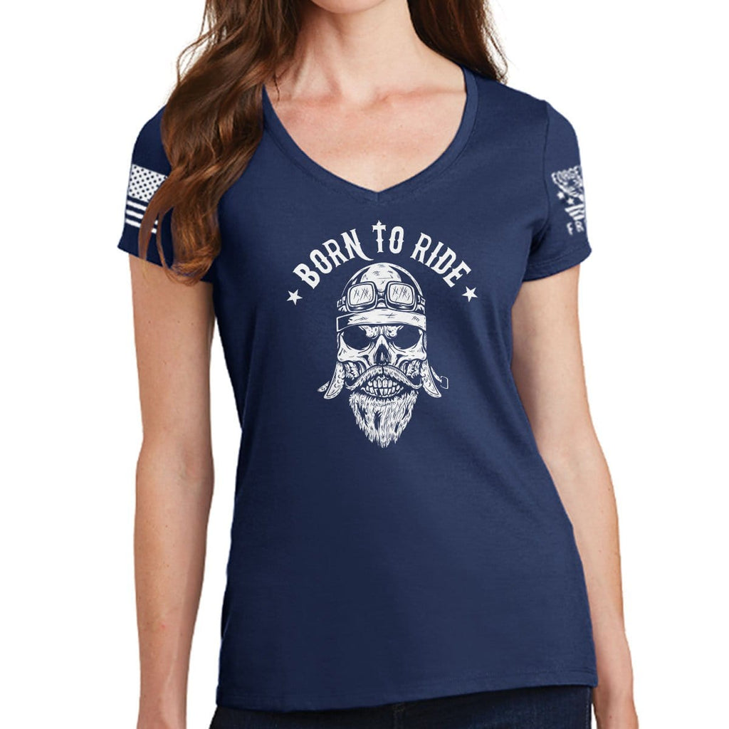 Ladies Born to Ride V-Neck T-shirt