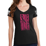 Ladies FIGHT - Breast Cancer Awareness V-Neck T-shirt Style001
