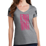 Ladies FIGHT - Breast Cancer Awareness V-Neck T-shirt Style001