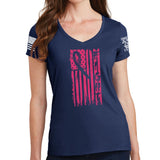 Ladies FIGHT - Breast Cancer Awareness V-Neck T-shirt Style001