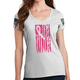 Ladies FIGHT - Breast Cancer Awareness V-Neck T-shirt Style001