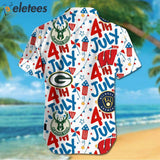 Bucks Brewers Packers Badgers 4th July Hawaiian Shirt