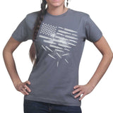 Ladies Bullets and Grenades Flag T-shirt Style001