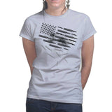 Ladies Bullets and Grenades Flag T-shirt Style001