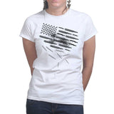 Ladies Bullets and Grenades Flag T-shirt Style001