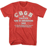 CBGB - Logo On Wall - American Classics - Heather Red Adult Short Sleeve T-Shirt