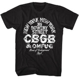 CBGB - Logo And Address - American Classics - Solid Black Adult Short Sleeve T-Shirt