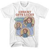Chucky - Gets Lucky - Officially Licensed American Classics - Front Print Solid Adult Short Sleeve T-Shirt