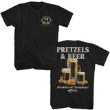 Cheers - Pretzels And Beer - American Classics - Solid Black Adult Short Sleeve T-Shirt