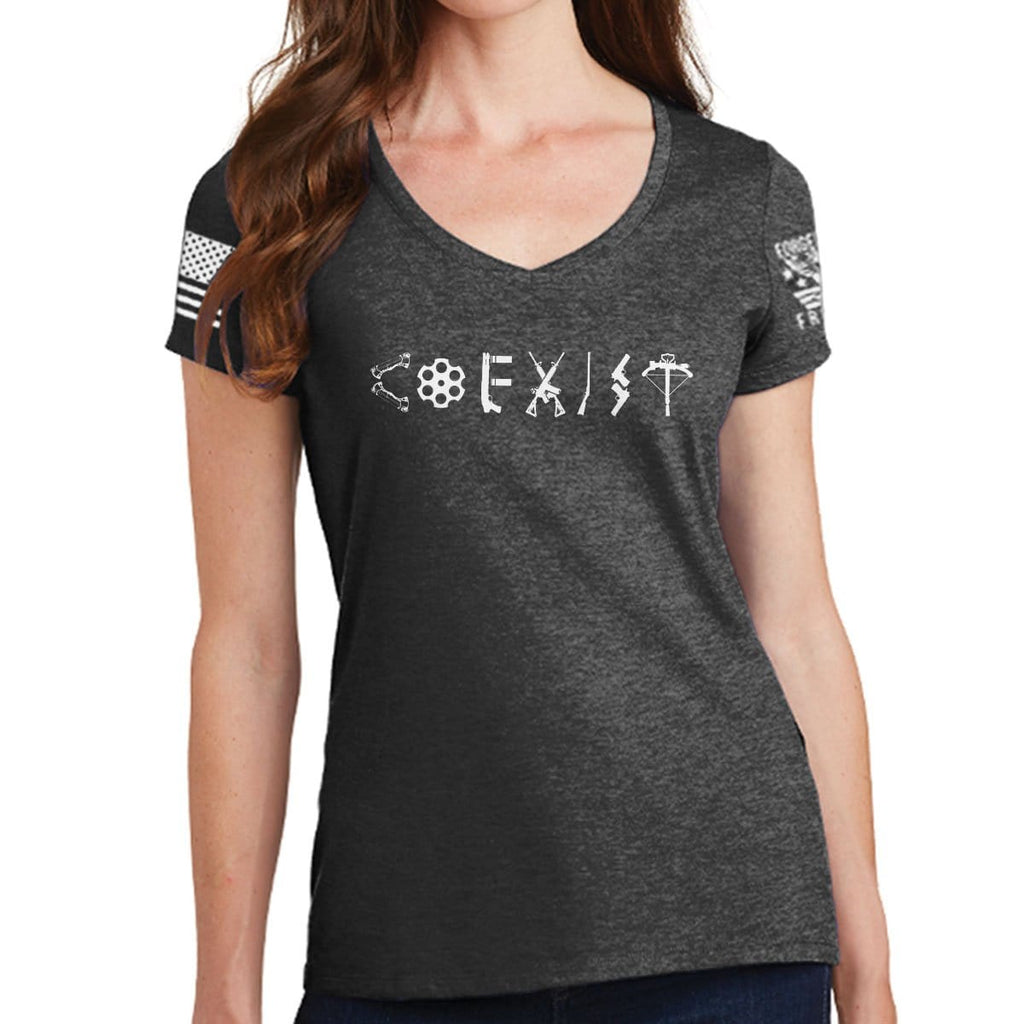 Ladies COEXIST V-Neck T-shirt Style001