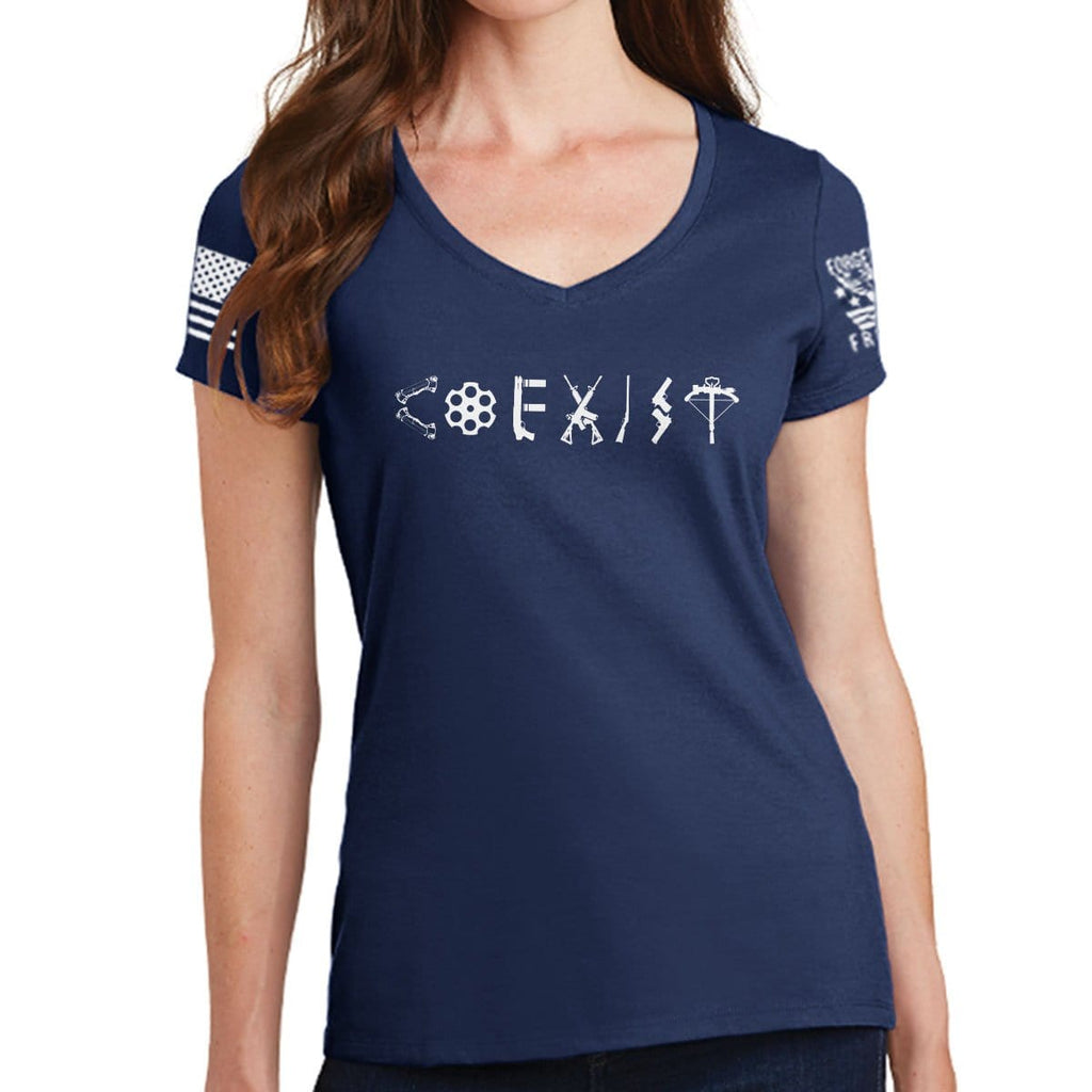 Ladies COEXIST V-Neck T-shirt Style001