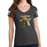Ladies Camelflage V-Neck T-shirt Style001