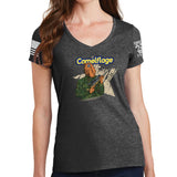 Ladies Camelflage V-Neck T-shirt Style001