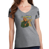 Ladies Camelflage V-Neck T-shirt Style001