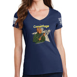 Ladies Camelflage V-Neck T-shirt Style001