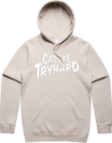 JUSTIN WONG - 'Casual Tryhard' Premium Puff Print Hoodie - Sand