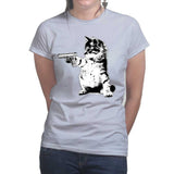 Ladies Kitty Cat Gun T-shirt Style001
