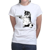 Ladies Kitty Cat Gun T-shirt Style001