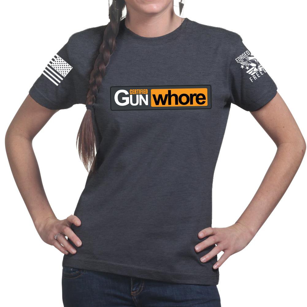 Certified Gun Whore Ladies T-shirt Style001