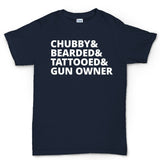 Chubby, Bearded, Tattooed, and Gun Owner Mens T-shirt Style001