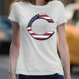 Cincinnati Reds Logo 4th Of July Flag T-shirt