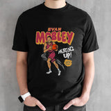 Cleveland Cavaliers Evan Mobley heating up comic book shirt
