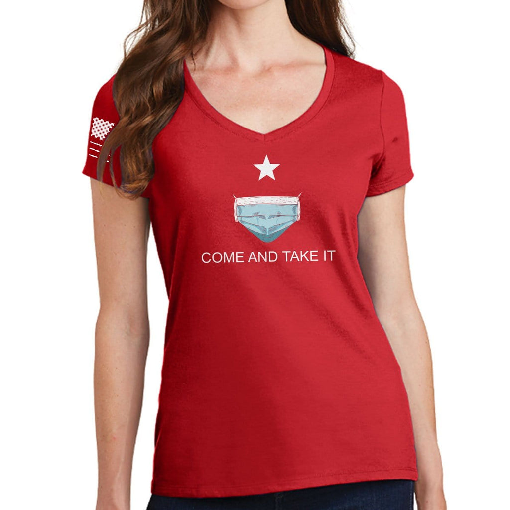 Ladies Come and Take it - Medical Mask Edition V-Neck T-shirt Style001