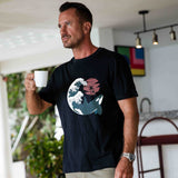 Hawaiian Tee For Men The Killer Wave Tee Crew Neck 100% Cotton - BLACK The Killer Wave - Black