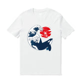 Hawaiian Tee For Men The Killer Wave Tee Crew Neck 100% Cotton - WHITE The Killer Wave - White