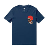 Hawaiian Tee For Men Yakuza Pug Tee Crew Neck 100% Cotton - NAVY BLUE Yakuza Pug -navy Blue