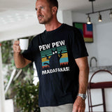Hawaiian Tee For Men Pew Pew Madafakas Cat Tee Crew Neck 100% Cotton - BLACK Pew Pew Madafakas Cat - Black
