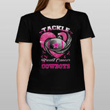 Dallas Cowboys Team Football Tackle Breast Cancer Pink Heart T-shirt