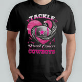 Dallas Cowboys Team Football Tackle Breast Cancer Pink Heart T-shirt