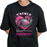 Dallas Cowboys Team Football Tackle Breast Cancer Pink Heart T-shirt