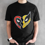 Deadpool Wolverine best friends heart charm shirt
