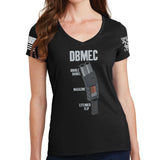 Ladies Double Barrel Magazine Extended Clip V-Neck T-shirt Style001