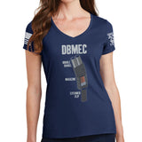 Ladies Double Barrel Magazine Extended Clip V-Neck T-shirt Style001