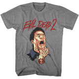 Evil Dead - Ash Attack - American Classics - Solid Gray Adult Short Sleeve T-Shirt