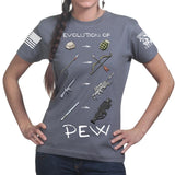 Evolution of Pew Ladies T-shirt