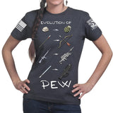 Evolution of Pew Ladies T-shirt Style001
